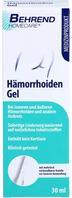 Produktbild von Behrend Hämorrhoiden Gel bei inneren & äußeren Hämorrhoiden, Analjucken, Analfissuren & Proktitis, 30 ml Gel