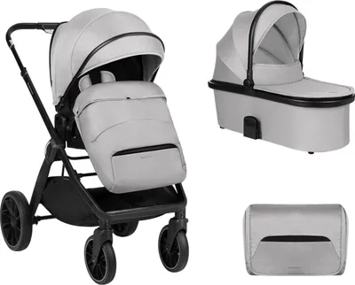 Produktbild von Kikkaboo Kinderwagen Tiffany 2 in 1 Babywanne, Sportsitz, Wickeltasche, PolyurethanRäder grau
