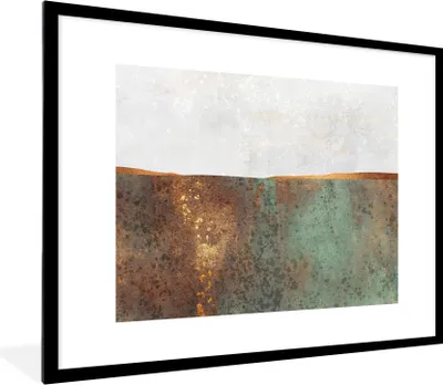 Produktbild von MuchoWow® Gerahmtes Poster Abstrakt - Luxus - Gold 80x60 cm - Poster mit Schwarzem Bilderrahmen Wandposter Rahmen Foto Bilder - Schlafzimmer-Dekorationen - Fotoposter