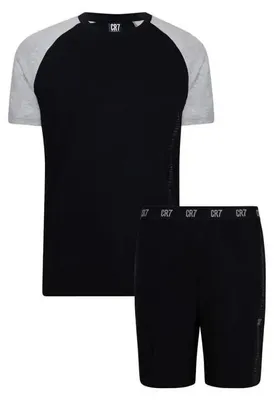 Produktbild von CR7 Kurze Herren-Pyjamas in Schwarz und Grau