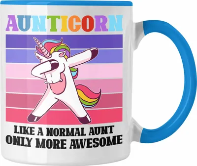 Produktbild von Trendation - Tante Geschenk Tasse Lustiger Spruch Aunticorn Geschenkidee für Beste Tante (Blau)