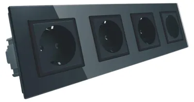 Produktbild von Livolo VL-W04EU-62 Glas Wandsteckdose 4-fach Schwarz