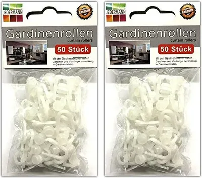 Produktbild von 100x Gardinenröllchen Kunststoff Gardinenrollen Gardinengleiter Gardinenhaken