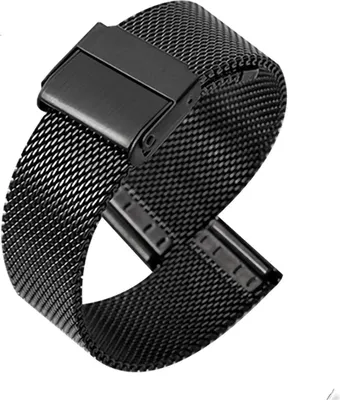 Produktbild von Uhrenarmband Armband Mesh Woven Uhrenarmband Metall Ultradünnes Edelstahlarmband Universal 22mm Schwarz |Schwarz