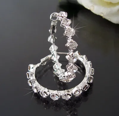 Produktbild von Ohrringe Creolen 3,5cm Silber pl. STRASS klar Schmuck Ohrschmuck O1549