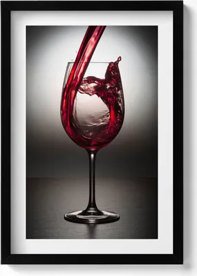 Produktbild von Ein Glas Wein– Wandbild mit Rahmen – Gerahmtes Bild  – Wanddekoration – 40x60 cm –  Schwarz