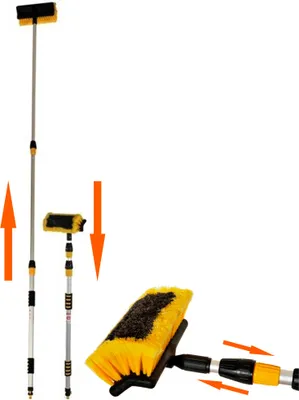 Produktbild von Waschbürste mit Teleskopstiel und Wasseranschluss 1,3m - 3m für Auto, Boot, Caravan, Wohnwagen, Wohnmobil