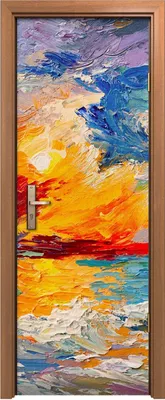 Produktbild von Türposter 70x200 cm Türaufkleber Türtapete Türfolie Klebefolie Malerei Meeres bunte Sonnenuntergang