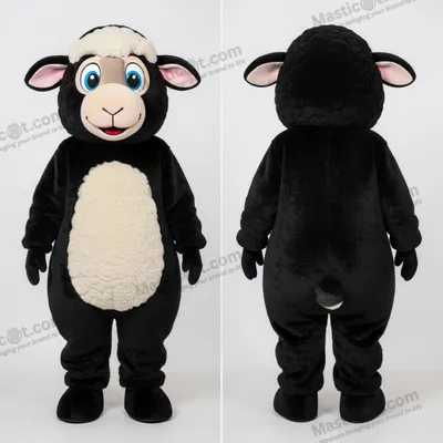 Produktbild von Plüsch-Maskottchen MASTICOT aus Suffolk-Schaf in Mitternachtschwarz