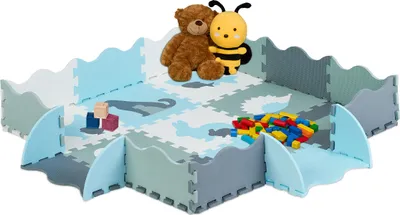 Zdjęcie produktu dla Mata puzzlowa Relaxdays, 25 elementów. Mata do zabawy dla niemowląt z obramowaniem, motywy zwierzęce, mata z pianki wolnej od szkodliwych substancji, mata dla dzieci, kolorowa