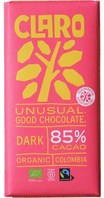 Image de Chocolat noir Claro 85% cacao, 80 g – chocolat noir fin