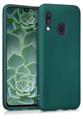 Produktbild von kwmobile Handyhülle für Samsung Galaxy A40 Hülle - Silikon Case metallisch schimmernd - Schutzhülle Cover - Metallic Dunkelgrün