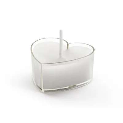 Immagine prodotto di Candele Tealight cera 2x4cm cuori 10 pezzi bianco / trasparente