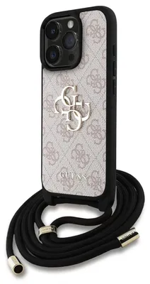 Obrázok produktu pre GuessPolyuretán4G kovové logo crossbody púzdro pre iPhone 15 Pro Max ružové (GUHCP15XP4GMGCRP)