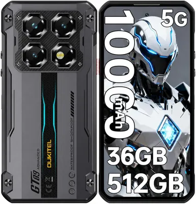 Produktbild von OUKITEL WP60 Outdoor Smartphone 5G - 35GB+512GB - 7.2" 120Hz 10000mAh 108MP Android 15 Outdoor Handy Ohne Vertrag NFC/OTG/GPS, Schwarz