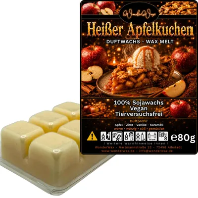 Produktbild von WonderWax Duftwachs Wax Melts für Duftlampe, 6 Würfel Duftmelt Wachsmelt Sojawachs Duftwachs Würfel für Raumdüfte, Wachs Duftöl Winter Indoor Schmelzen für Aromalampe Heißer Apfelkuchen