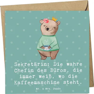 Produktbild von Mr. & Mrs. Panda Grußkarte Sekretärin Chef - Meeresbrise - Geschenk, Klappkarte, Organisationstalent, Korrespondenz, Büroalltag, faltkarte, doppelkarte, Beruf, Berufe
