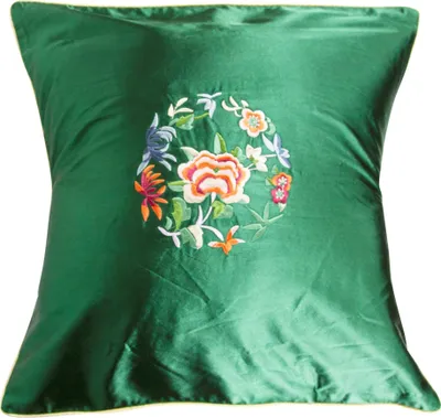Immagine prodotto di Fine Asianliving Cuscino Cinese Verde Fiori 45x45cm Senza Riempimento Cotone Giapponese Stile Orientale Asiatico