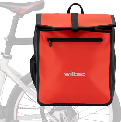 Image de Wiltec Sacoche étanche pour porte-bagages rouge – capacité de 22 L – en PVC – pour vélos et vélos électriques – Sac de bicyclette – Cyclisme, courses, excursions