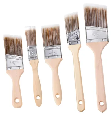 Produktbild von 5-teiliges Pinselset mit Holzgriff und Nylonborsten für Öl-, Acryl- und Wasserfarben
