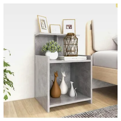 Produktbild von Nachttisch Beton Grau 40x35x60cm mit Holztisch