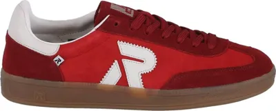 A single red sneaker shown from the side.