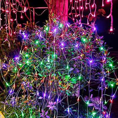 Obrázok produktu pre Jiubiaz LED svetelná sieť Vonkajšie a vnútorné osvetlenie s 8 svetelnými režimami Svetelná reťaz Sieť IP44 Vodotesné pre Vianoce Halloween Záhrada Svadobná párty RGB 2x2M