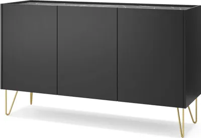 Produktbild von FURNLUX Anrichte Harmonie Schwarz Und Gold 144cm / Hauptfarbe: Schwarz / Abmessungen: 144 x 83 x 37 cm