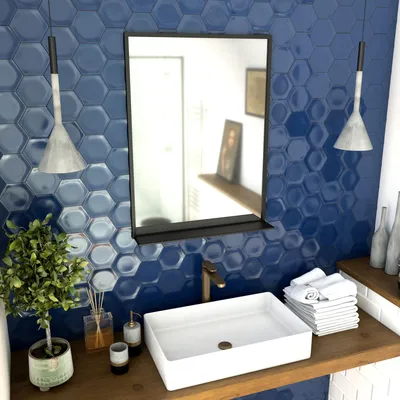 Image de Miroir de salle de bain de 80 x 60 cm avec étagères