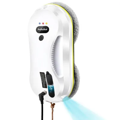 Image de Robot lave-vitres PRK-309 avec fonction de pulvérisation + 10 tampons de nettoyage – Robot lave-vitres intelligent avec forte puissance d'aspiration et protection anti-chute