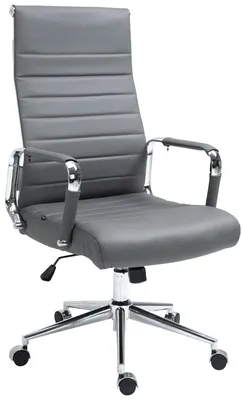Imagen del producto de Silla de oficina CLP Kolumbus, tapizada en cuero genuino, con altura ajustable y giratoria | Color: gris