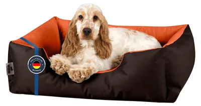 Produktbild von BedDog Hundebett LUPI Hundesofa Hundekissen waschbar,SUNSET (braun/orange),(M) ca. 70x55x18cm