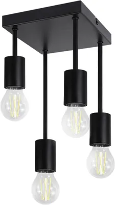 Produktbild von ZMH Deckenlampe 4 Flammig Vintage Schwarz E27 Küchenlampe Metall Hängend Industrial Deckenleuchte für küche Flur Wohnzimmer Bar (ohne Leuchtmittel)
