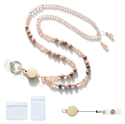 Produktbild von Auswelter mit Lanyard und Riemen, einziehbarer Schlüsselring, Auswelter, Kartenhalter, ID-Kartenhalter, rosa