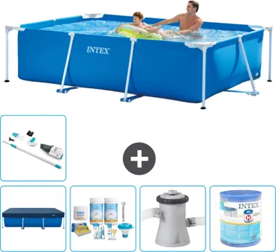 Immagine prodotto di Piscina Intex con struttura rettangolare - 260 x 160 x 65 cm - Blu - In dotazione Copertura - Pacchetto di manutenzione - Pompa filtro per piscina - Filtro - Aspiratore