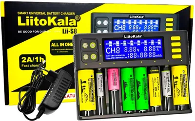 Obrázek produktu pro LiitoKala Lii-S8: univerzální nabíječka pro 8 akumulátorů