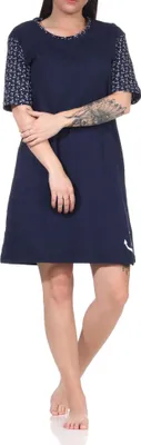 Produktbild von Damen kurzarm Nachthemd in maritimer Look mit Anker Motiv - 112 214 10 712 ; navy , 40