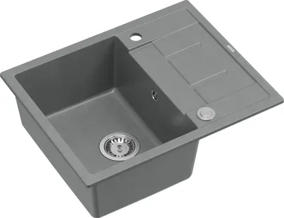 Obrázok produktu pre Kuchynský drez QUADRON s 1 misou | Rozmery: 62 x 50 x 22 cm | MORGAN 116 | Kuchynský drez GraniteQ granitový drez so sifónom | Sivá a oceľ