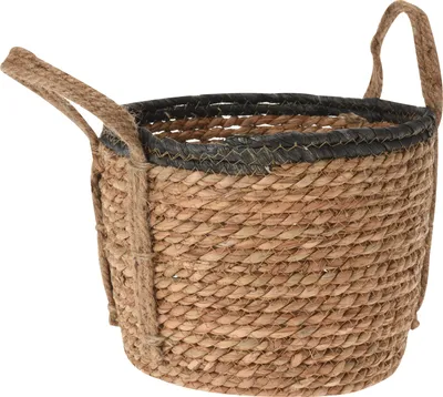 Immagine prodotto di Cestino in seagrass Rona (33x33x27cm) - grande, rotondo con orecchie, naturale/nero