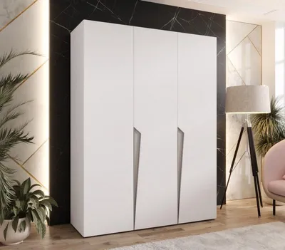 Obrázek produktu pro Elegantní šatní skříň 150 cm SORAYA 1 - bílá / kašmírové úchyty