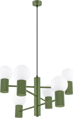 Immagine prodotto di Lampadario HALO 6 verde oliva 6xG9 8W alluminio 230x64x64cm Sollux Lighting