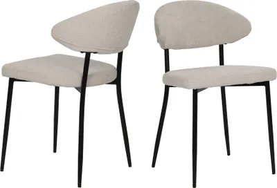 Produktbild von SIT Möbel Stuhl 2er-Set | Bezug Strukturstoff beige | Stuhlbeine Metall schwarz | B 56 x T 53 x H 82 cm | 04771-03 | Serie SIT&CHAIRS
