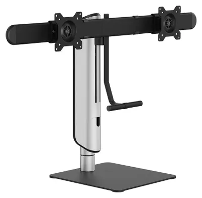 Produktbild von Mobiler Standfuß für zwei Monitore Silber Spacetronik