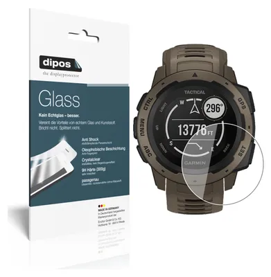 Produktbild von 2x Schutzfolie für Garmin Instinct Tactical Edition - Anti-Shock 9H Folie dipos Glass Kunststoffglas
