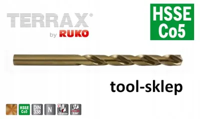 Image de TERRAX RUKO, foret hélicoïdal en acier rapide HSS-Co5, diamètre 10,0 mm