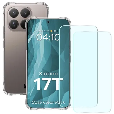 Produktbild von Schutzhülle + 2x gehärtetes Glas für Xiaomi 17T Pro, Bizon Case Clear Pack, Transparent