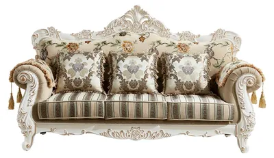 Produktbild von Sofa 3 Sitzer Beige Elegantes Polster Stoff Wohnzimmer Klassische Design