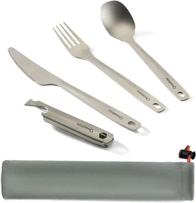 Productafbeelding van Campingbestekset - Titanium - Ultralicht - Roestvrij Staal - Voor Outdoor en Trektochten