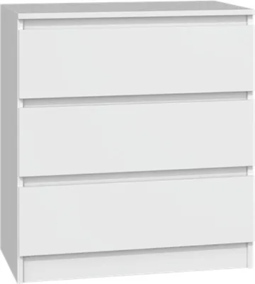 Produktbild von VBChome Kommode mit 3 Schubladen 70 x 40 x 77 cm Weiß Matt Grifflose Schubladenkommode Mehrzweckschrank für Flur Schlafzimmer Wohnzimmer Kinderzimmer Modern Weiß Matt