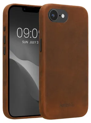 Produktbild von kalibri Schutzhülle kompatibel mit Apple iPhone 17e / iPhone 16e - Hülle Leder - Hardcover Handy Cover Case Braun